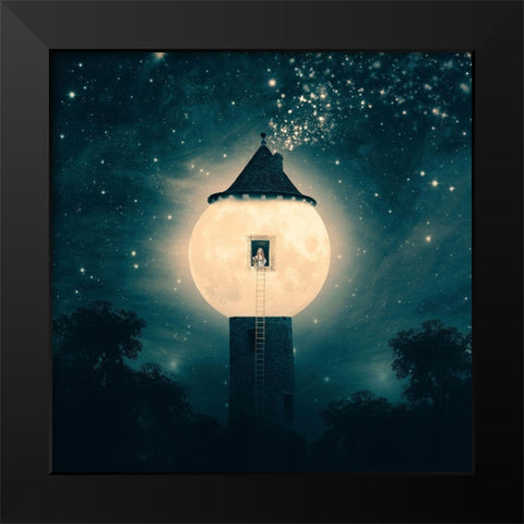 The Moon Tower Black Modern Wood Framed Art Print by Flores, Paula Belle
