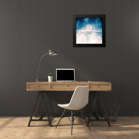 Moonrise Over the Clouds Black Modern Wood Framed Art Print by Flores, Paula Belle