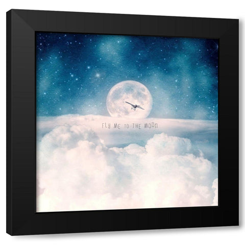 Moonrise Over the Clouds Black Modern Wood Framed Art Print with Double Matting by Flores, Paula Belle