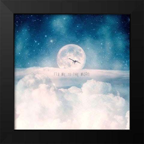 Moonrise Over the Clouds Black Modern Wood Framed Art Print by Flores, Paula Belle