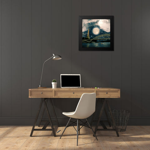 One Starry Night in Paris Black Modern Wood Framed Art Print by Flores, Paula Belle