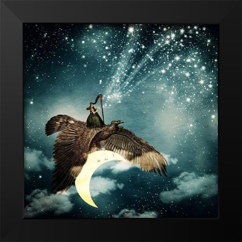 The Night Goddess Black Modern Wood Framed Art Print by Flores, Paula Belle