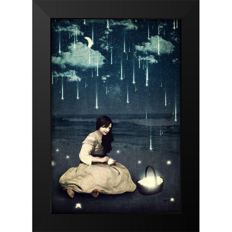 A Basket of Wishes Black Modern Wood Framed Art Print by Flores, Paula Belle