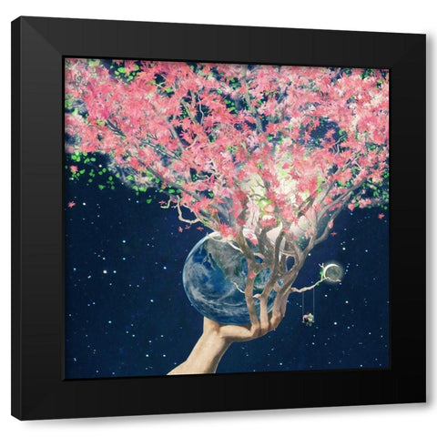 Love Makes The Faith Bloom Black Modern Wood Framed Art Print by Flores, Paula Belle