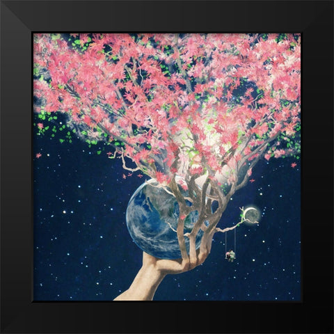 Love Makes The Faith Bloom Black Modern Wood Framed Art Print by Flores, Paula Belle
