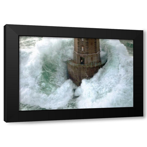 Phares dans la Tempete La Jument Black Modern Wood Framed Art Print with Double Matting by Guichard, Jean