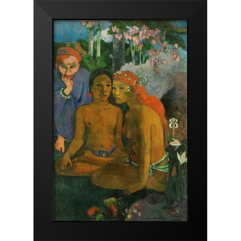 Contes barbares Black Modern Wood Framed Art Print by Gauguin, Paul