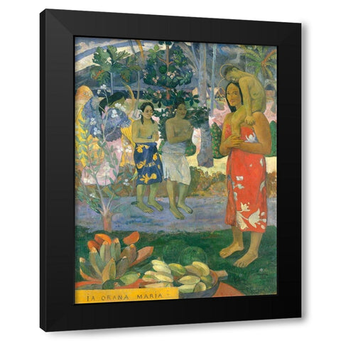 la Orana Maria (Hail Mary) Black Modern Wood Framed Art Print with Double Matting by Gauguin, Paul