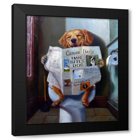 Dog Gone Funny Black Modern Wood Framed Art Print by Heffernan, Lucia