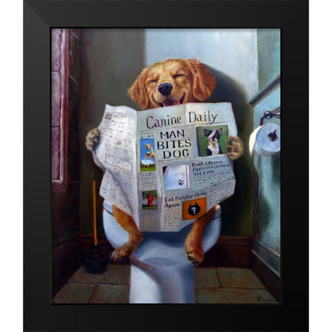 Dog Gone Funny Black Modern Wood Framed Art Print by Heffernan, Lucia