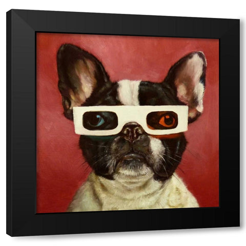 3D Dog Black Modern Wood Framed Art Print by Heffernan, Lucia