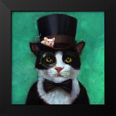Tuxedo Cat Black Modern Wood Framed Art Print by Heffernan, Lucia