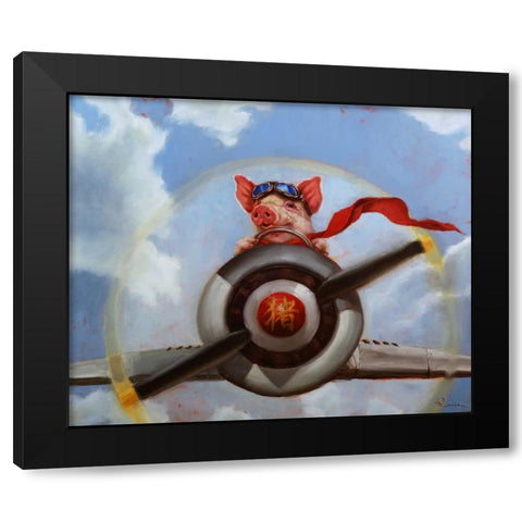 When Pigs Fly Black Modern Wood Framed Art Print by Heffernan, Lucia