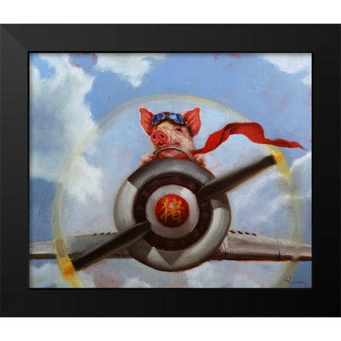 When Pigs Fly Black Modern Wood Framed Art Print by Heffernan, Lucia