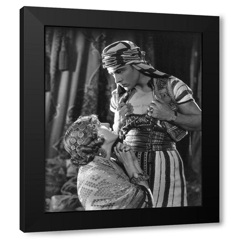Rudolph Valentino The Son of the Sheik with Vilma Banky Black Modern Wood Framed Art Print by Unknown