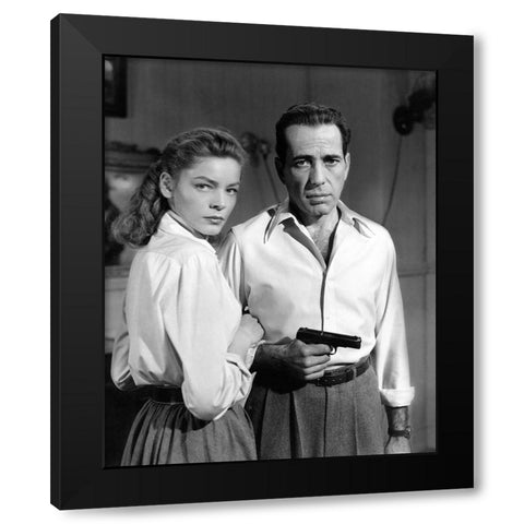 Lauren Bacall and Humphrey Bogart in Key Largo 1948 Black Modern Wood Framed Art Print with Double Matting by Unknown