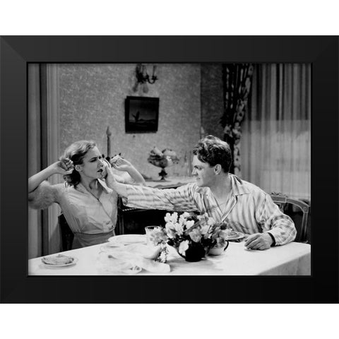James Cagney and Mae Clark Public Enemy 1931 Black Modern Wood Framed Art Print by Unknown