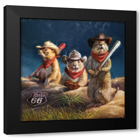 Amarillo Sod Poodles Black Modern Wood Framed Art Print with Double Matting by Heffernan, Lucia