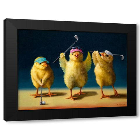 Yoga Chicks Golf Chicks Black Modern Wood Framed Art Print with Double Matting by Heffernan, Lucia