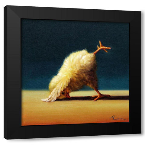 Yoga Chick Downward Dog Split Black Modern Wood Framed Art Print with Double Matting by Heffernan, Lucia