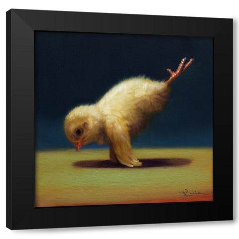 Yoga Chick Peacock Black Modern Wood Framed Art Print by Heffernan, Lucia