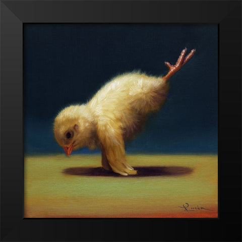 Yoga Chick Peacock Black Modern Wood Framed Art Print by Heffernan, Lucia