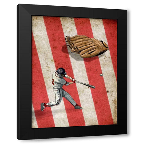 Amercan Sports-Baseball 2 Black Modern Wood Framed Art Print by GraphINC Studio