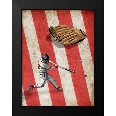Amercan Sports-Baseball 2 Black Modern Wood Framed Art Print by GraphINC Studio