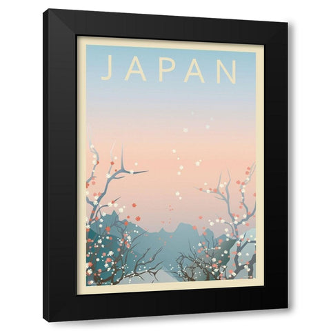Japan Black Modern Wood Framed Art Print with Double Matting by Incado