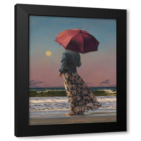 Romancing The Moon Black Modern Wood Framed Art Print with Double Matting by Kelley, Paul