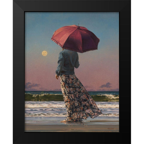 Romancing The Moon Black Modern Wood Framed Art Print by Kelley, Paul