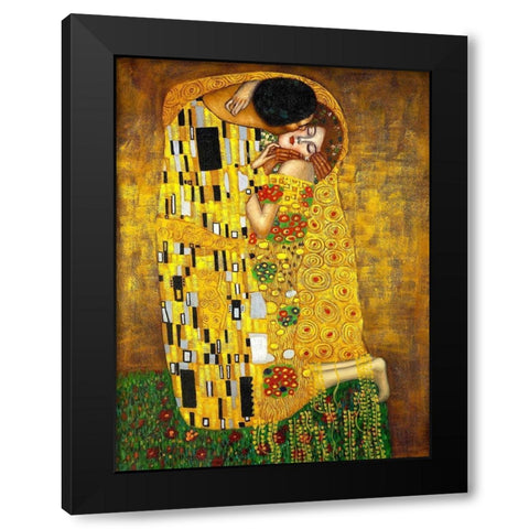 The Kiss Black Modern Wood Framed Art Print with Double Matting by Klimt, Gustav