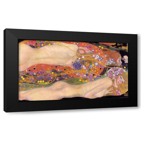 Water Serpents II Black Modern Wood Framed Art Print with Double Matting by Klimt, Gustav