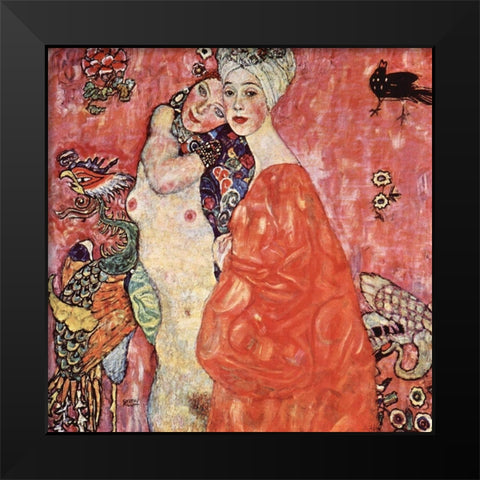 The Girlfriends Black Modern Wood Framed Art Print by Klimt, Gustav