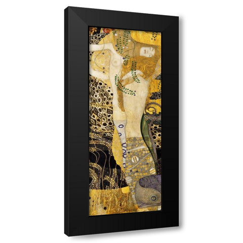 Water Serpents I Black Modern Wood Framed Art Print by Klimt, Gustav