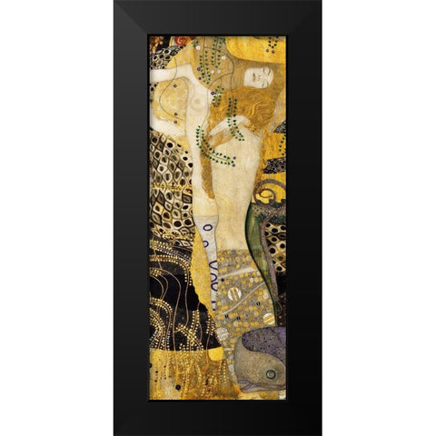 Water Serpents I Black Modern Wood Framed Art Print by Klimt, Gustav