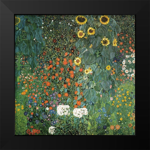 Farm Garden with Sunflowers, 1906 Black Modern Wood Framed Art Print by Klimt, Gustav