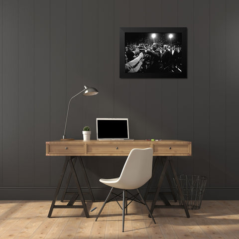 Barack Obama at Campaign Rally Black Modern Wood Framed Art Print by Kraft, Brooks