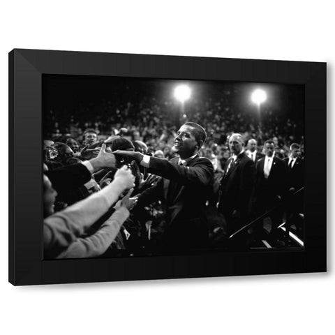 Barack Obama at Campaign Rally Black Modern Wood Framed Art Print by Kraft, Brooks