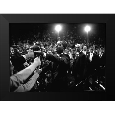 Barack Obama at Campaign Rally Black Modern Wood Framed Art Print by Kraft, Brooks