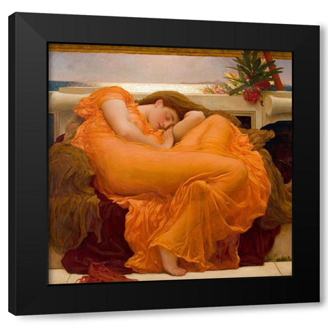 Flaming June Black Modern Wood Framed Art Print by Leighton, Frederic