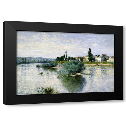 The Seine at Lavacourt Black Modern Wood Framed Art Print by Monet, Claude