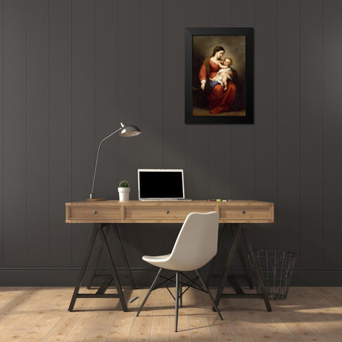 Virgin and Child Black Modern Wood Framed Art Print by Murillo, Bartolome Esteban