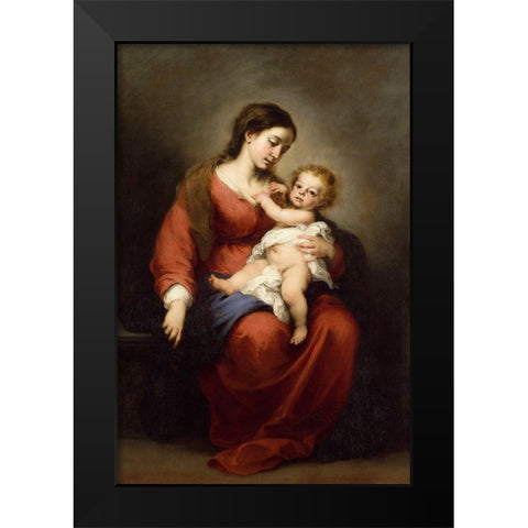 Virgin and Child Black Modern Wood Framed Art Print by Murillo, Bartolome Esteban