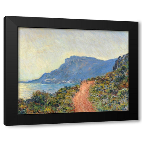 La Corniche near Monaco, 1884 Black Modern Wood Framed Art Print by Monet, Claude