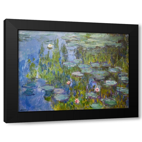 Seerosen Black Modern Wood Framed Art Print with Double Matting by Monet, Claude
