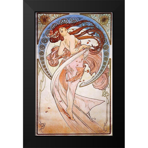Dance, 1898 Black Modern Wood Framed Art Print by Mucha, Alphonse