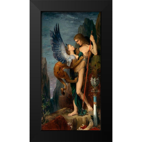 Oedipus and the Sphinx, 1864 Black Modern Wood Framed Art Print by Moreau, Gustave