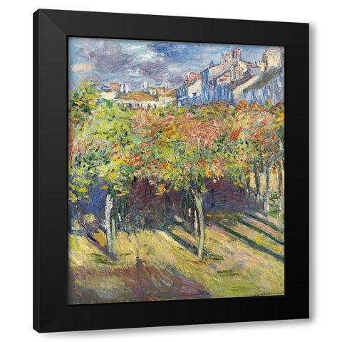 The Lindens of Poissy, 1882 Black Modern Wood Framed Art Print with Double Matting by Monet, Claude