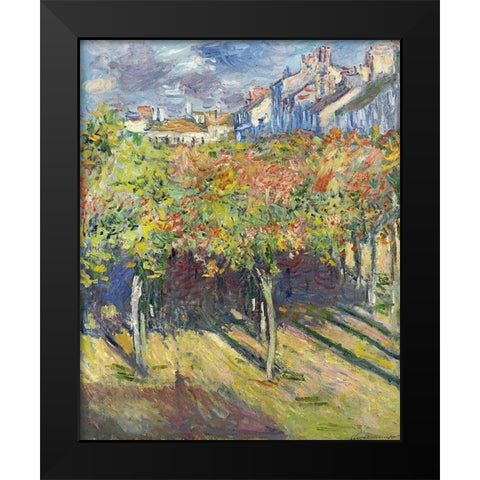 The Lindens of Poissy, 1882 Black Modern Wood Framed Art Print by Monet, Claude